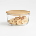 4-Cup Round Glass Storage Container with Bamboo Lid _Crate&Barrel Costa Rica