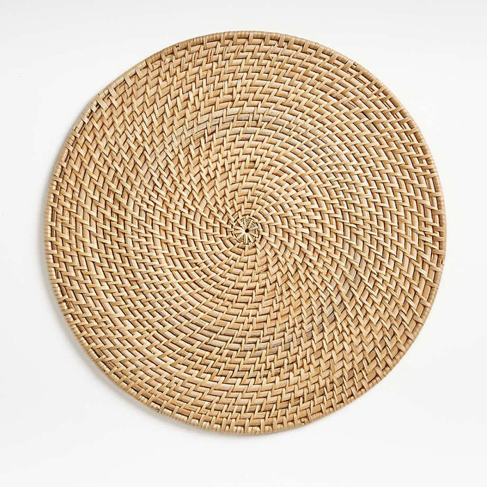 Artesia Round Natural Woven Rattan Placemat.