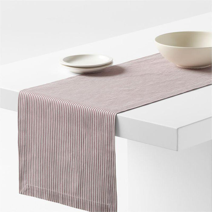 Aspen 120" Striped Organic Cotton Table Runner