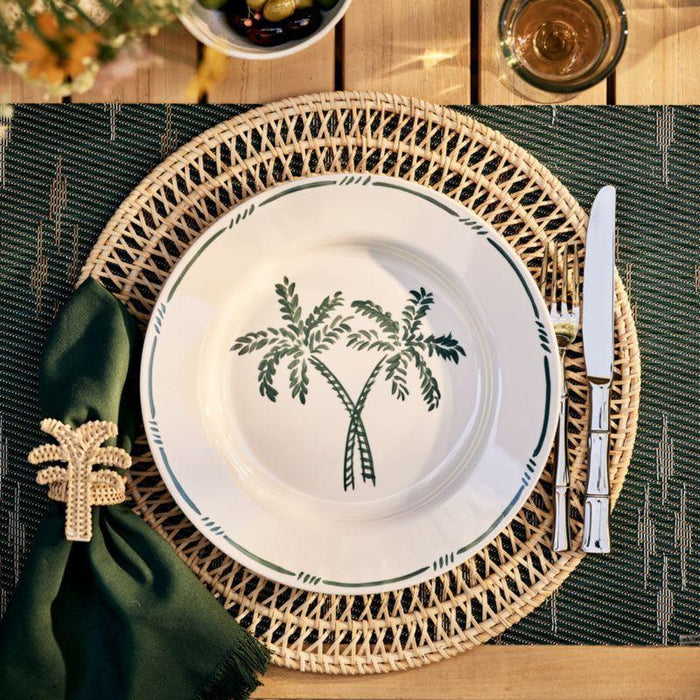 Aspen Rimmed Palm Melamine Dinner Plate