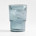 Atwell 16-Oz. Blue Stackable Ribbed Highball Glass.