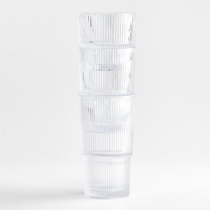 Atwell Acrylic Stackable Ribbed Highball Glass