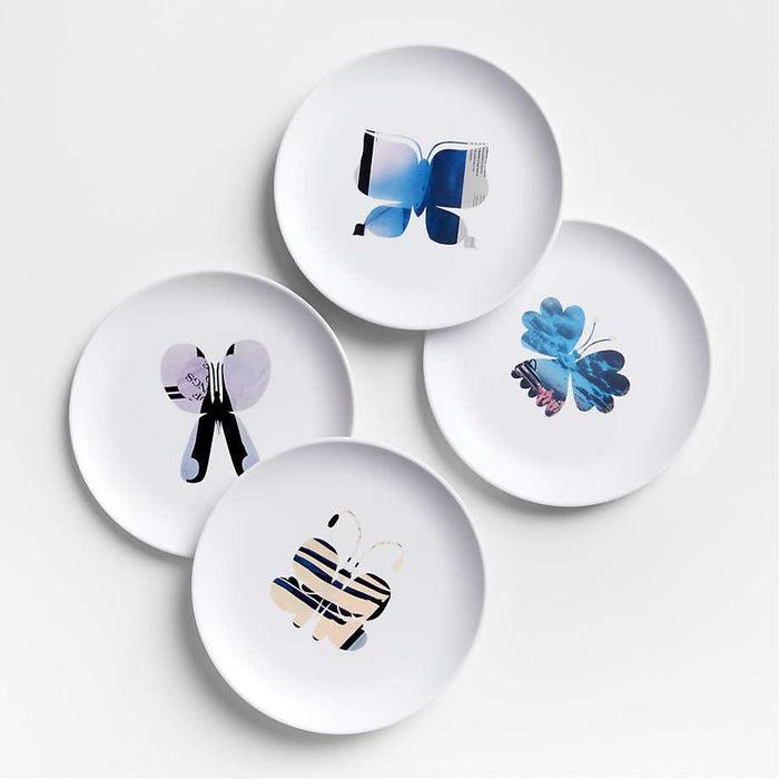Butterfly Melamine Salad Plates by Lucia Eames, Set of 4.