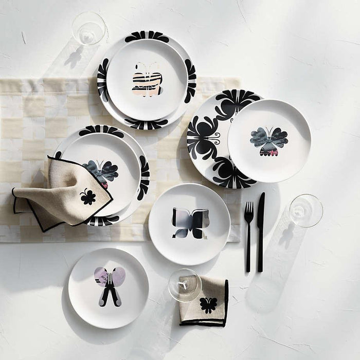 Embroidered Butterfly Botanicals Cocktail Napkins by Lucia Eames, Set of 4.