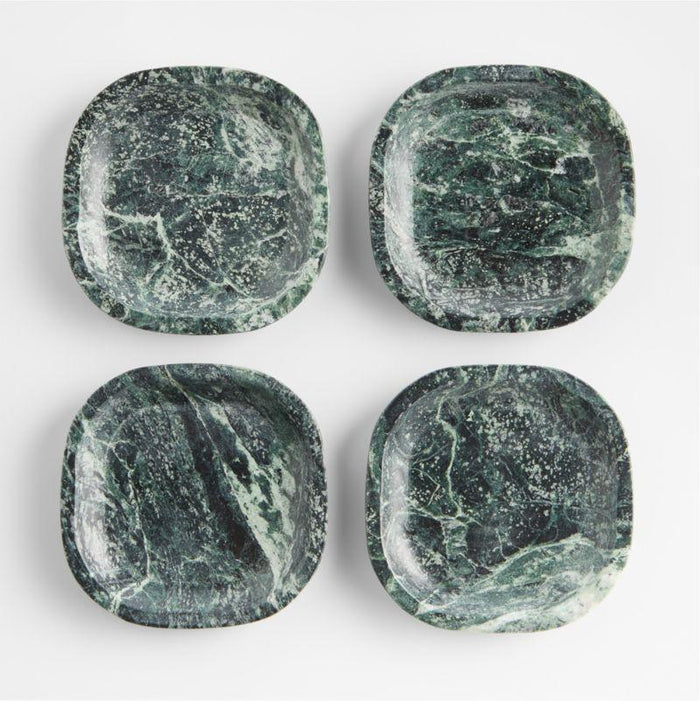 Fern Square Marble Coasters, Set of 4