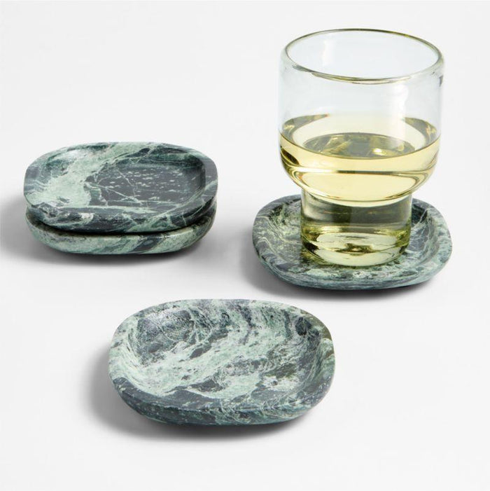 Fern Square Marble Coasters, Set of 4