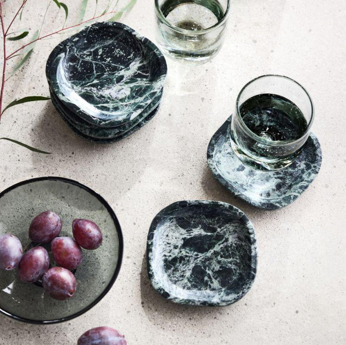 Fern Square Marble Coasters, Set of 4