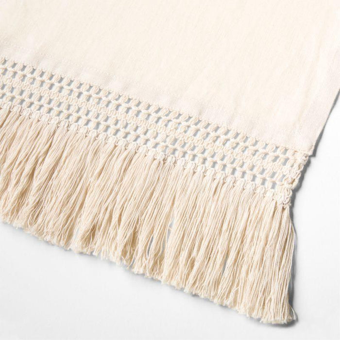 Fringe Trim 18" Natural Linen Table Runner by Laura Kim.