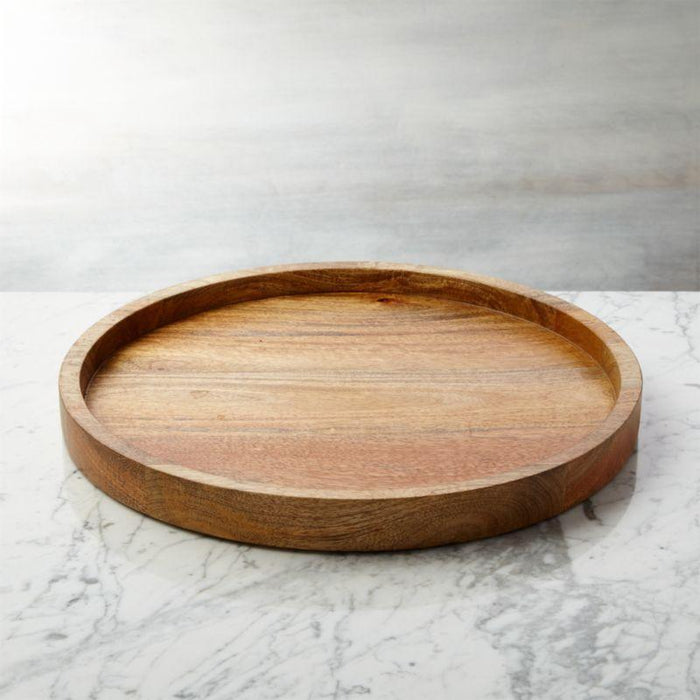 Ike Wooden Round Decorative Tray 15".