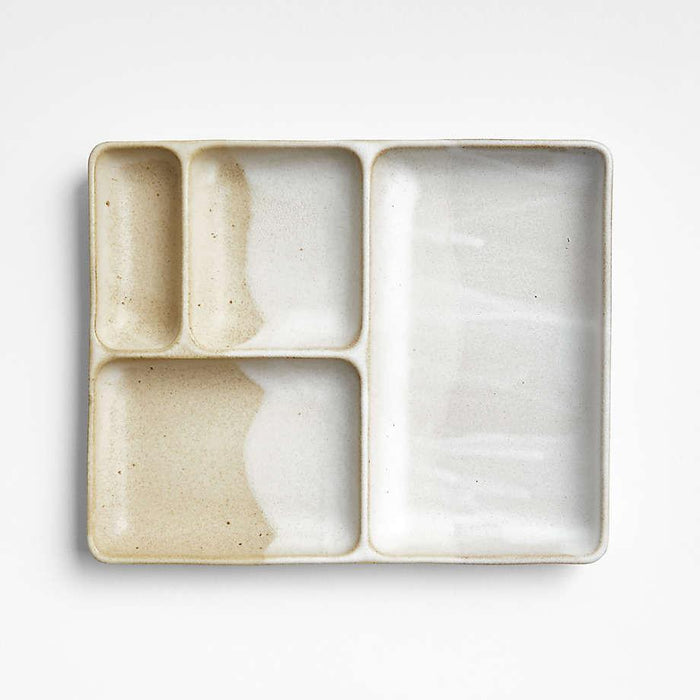 Kaito Rectangle Stoneware Bento Plate.