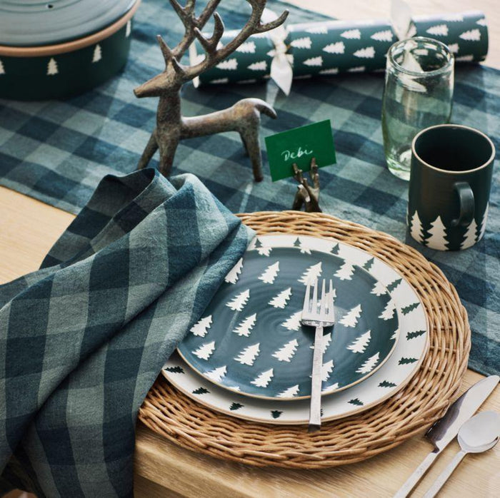 Marin 120" Spruce Green Buffalo Linen Table Runner