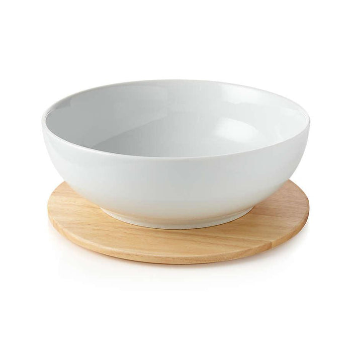 Merge Porcelain Serving Bowl with Wood Lid.