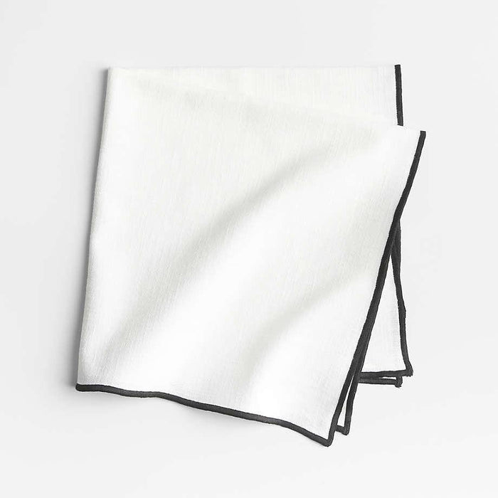 Merrow Stitch Crisp White Organic Cotton Napkin.