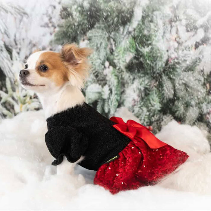 Puff Sleeves Sequin Dog Dress