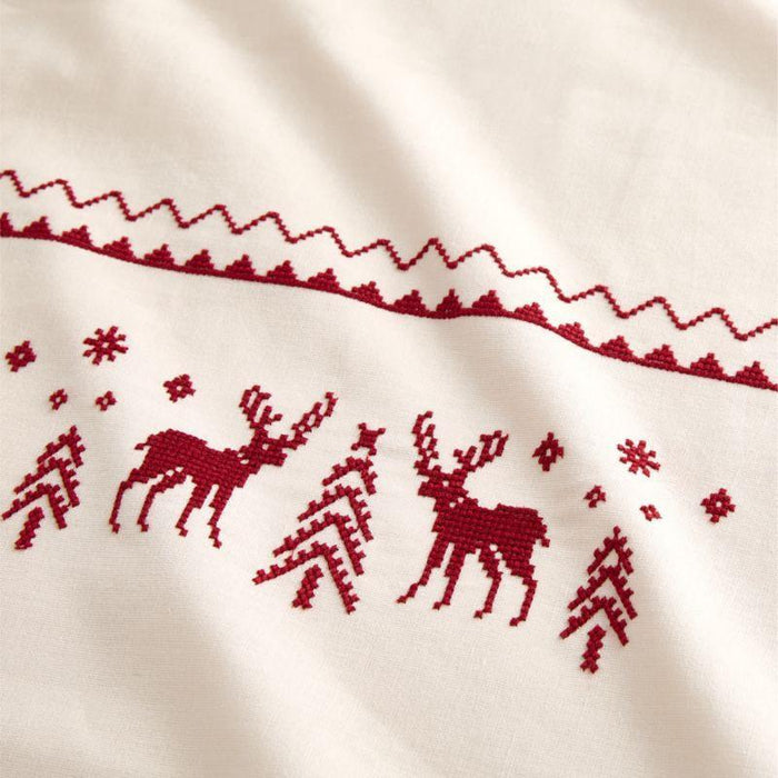 Red Cross Stitch Holiday Reindeer Tablec