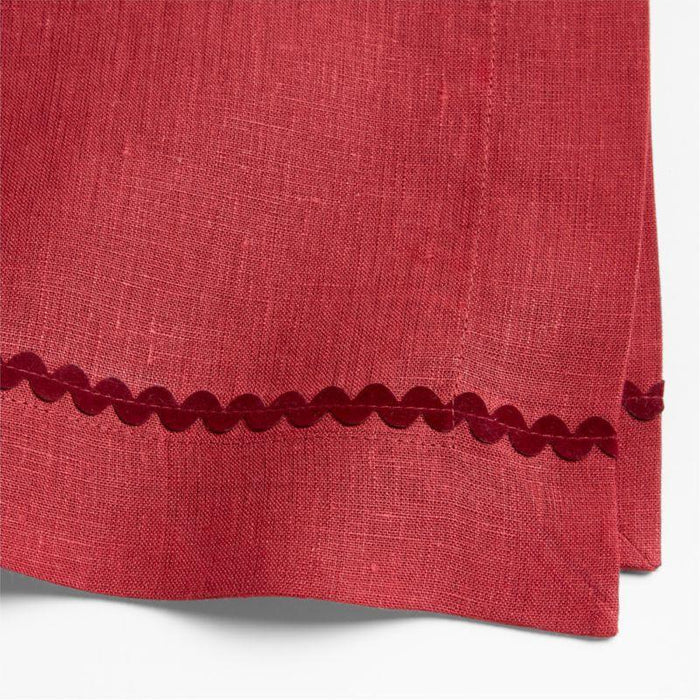 Red Rickrack Trim Napkins, Set of 4