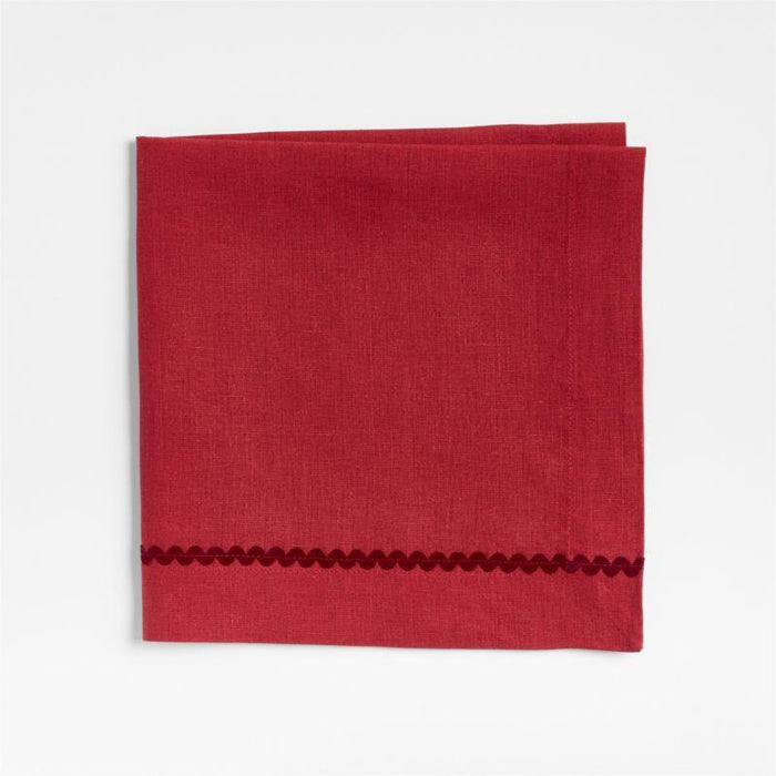 Red Rickrack Trim Napkins, Set of 4