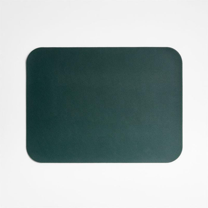 Rizzo Faux Leather Easy Care Reversible Rectangular Green Placemat