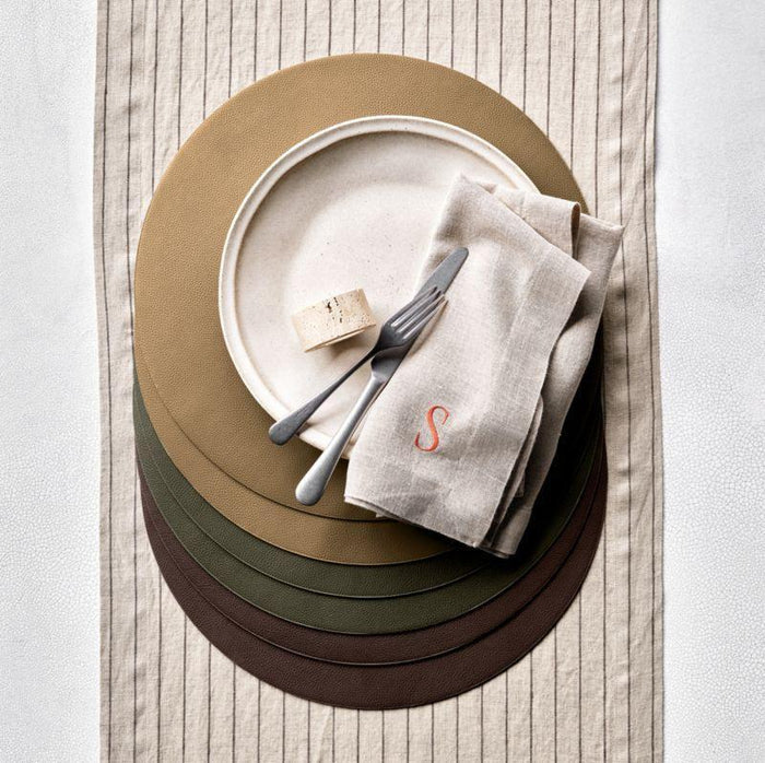 Rizzo Textured Easy Care Faux Leather Round Placemat