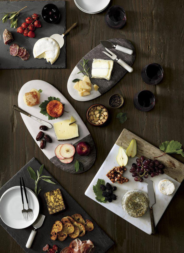 Set of 3 Marble Handle Cheese Knives.
