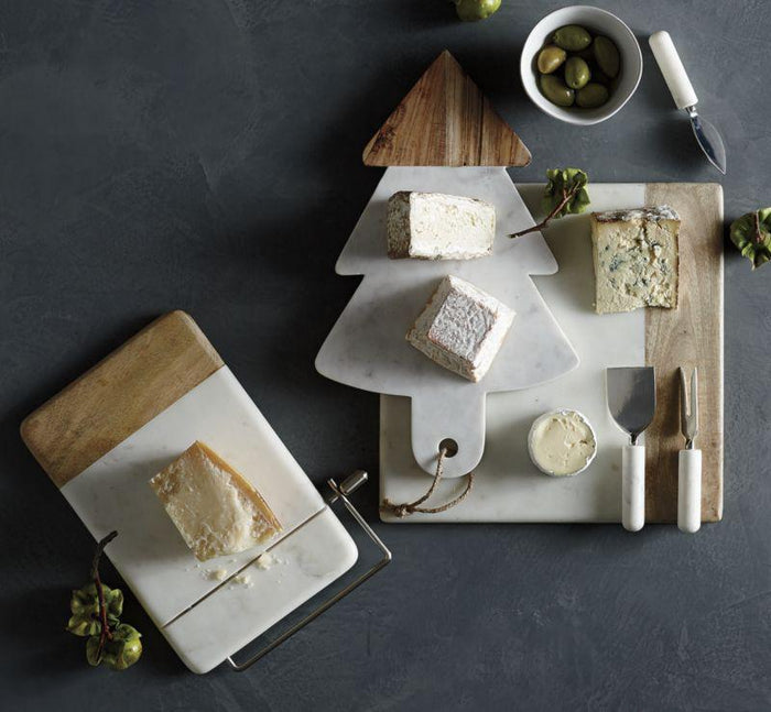 Set of 3 Marble Handle Cheese Knives.