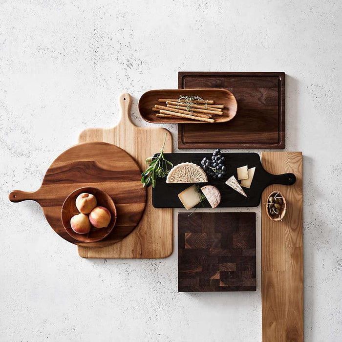 Tondo Natural Wood Paddle Serving Board with Handle.