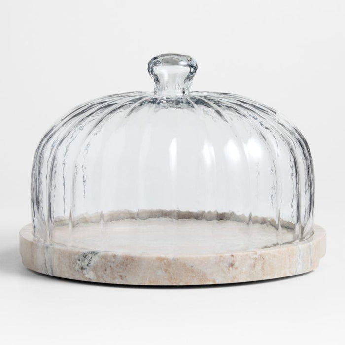 Tuscan Kitchen Marble 11" Cheeseboard with Glass Cloche