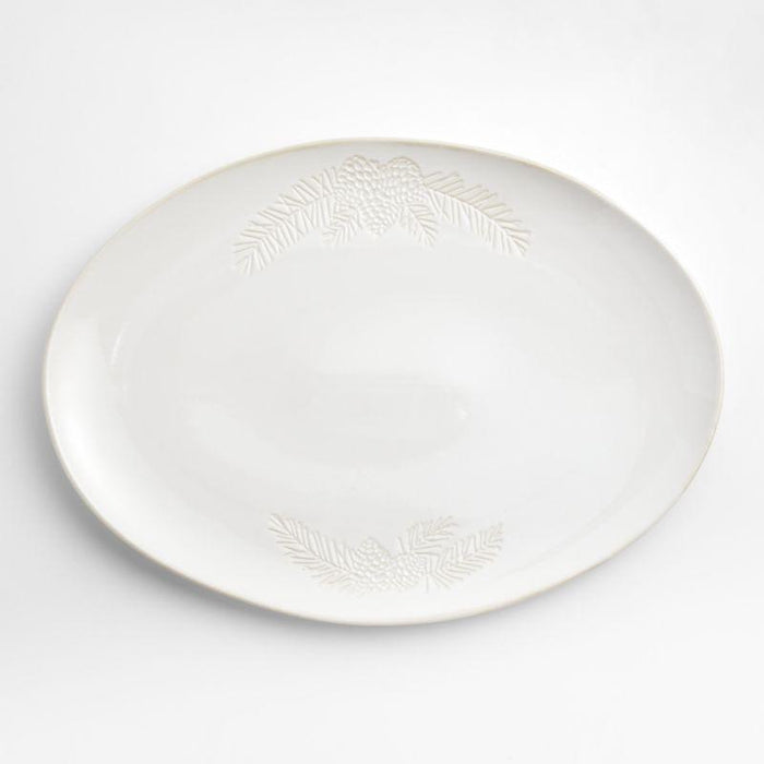 Winter Pinecone Oval Stoneware Platter