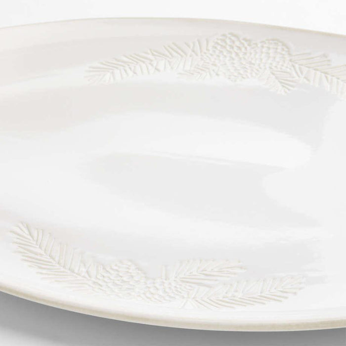 Winter Pinecone Oval Stoneware Platter