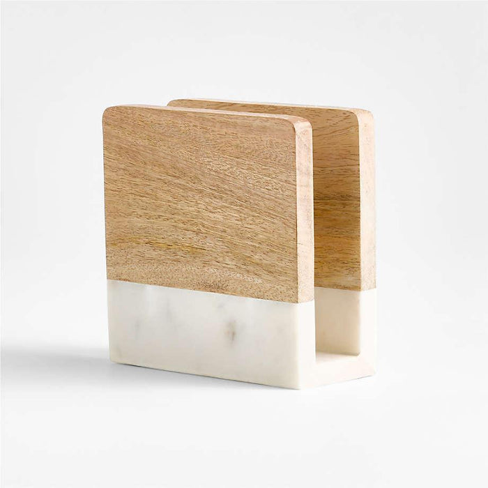 Wood and Marble Napkin Holder wood