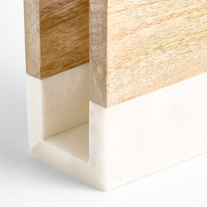 Wood and Marble Napkin Holder wood